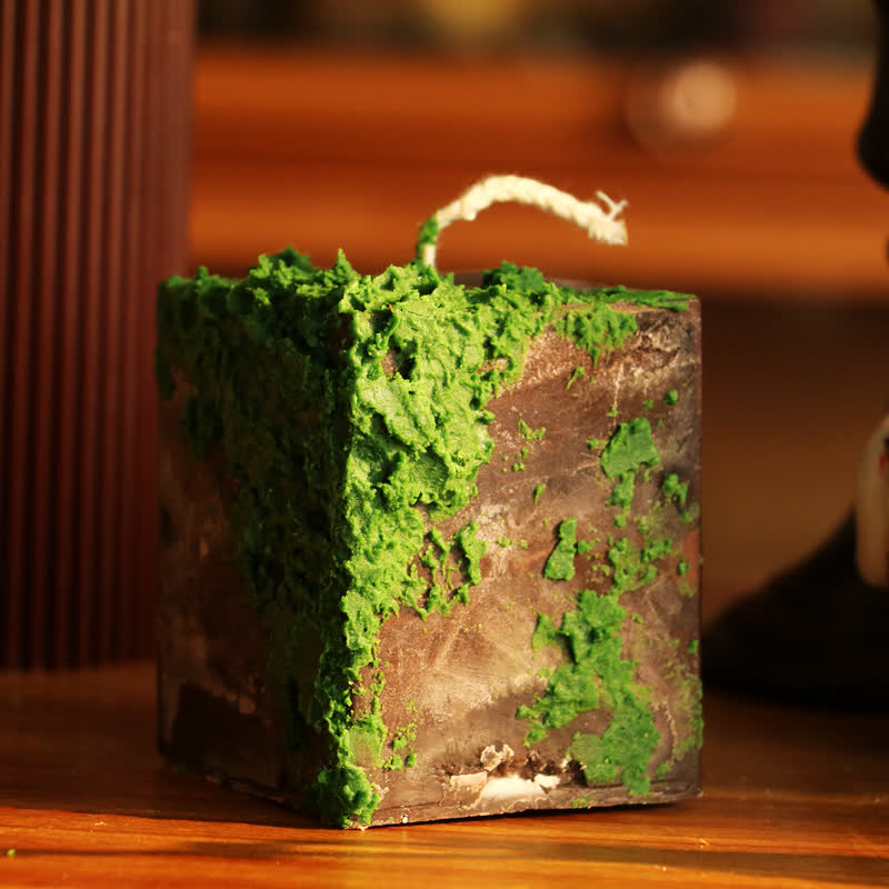 Green Hills & Moss Art Ornament Scented Candle - Woody - Cube: 2.36" x 2.76" - image 12