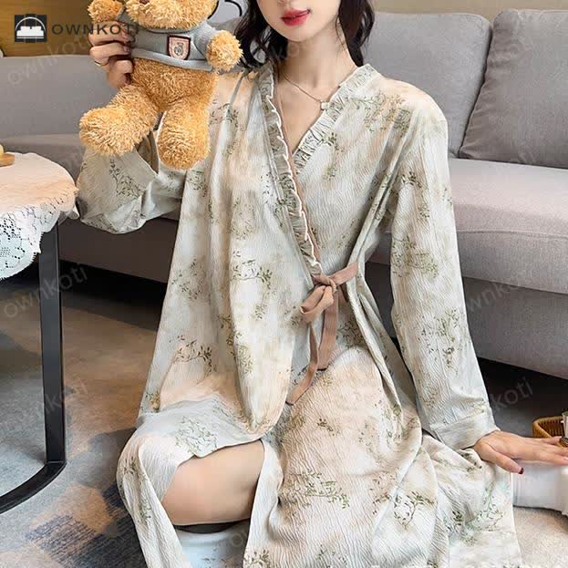 Floral Soft Long Sleeve Casual Nightgown