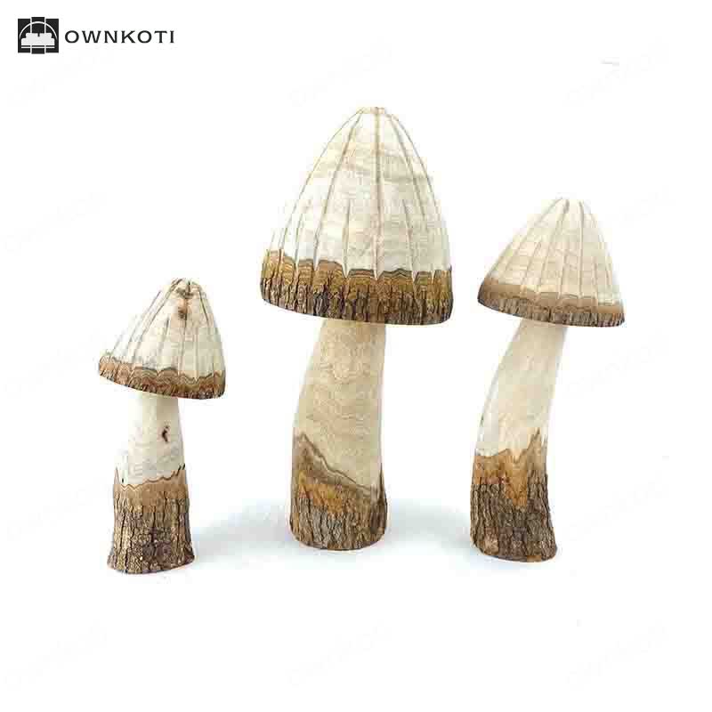 Mushroom Shape Wooden Home Decor Ornaments(3PCS)