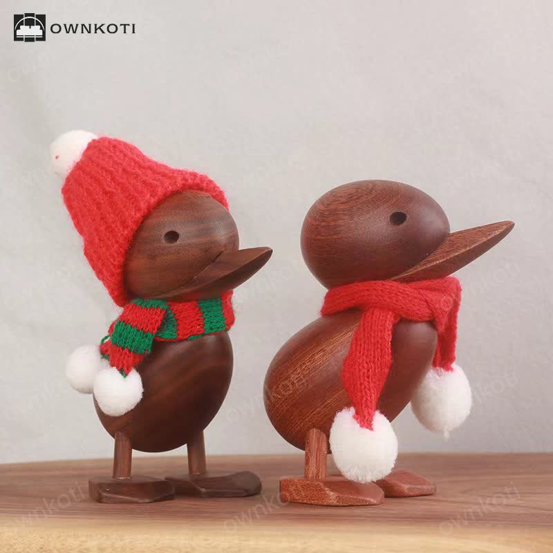 Wooden Duck with Scarf Craft Ornament