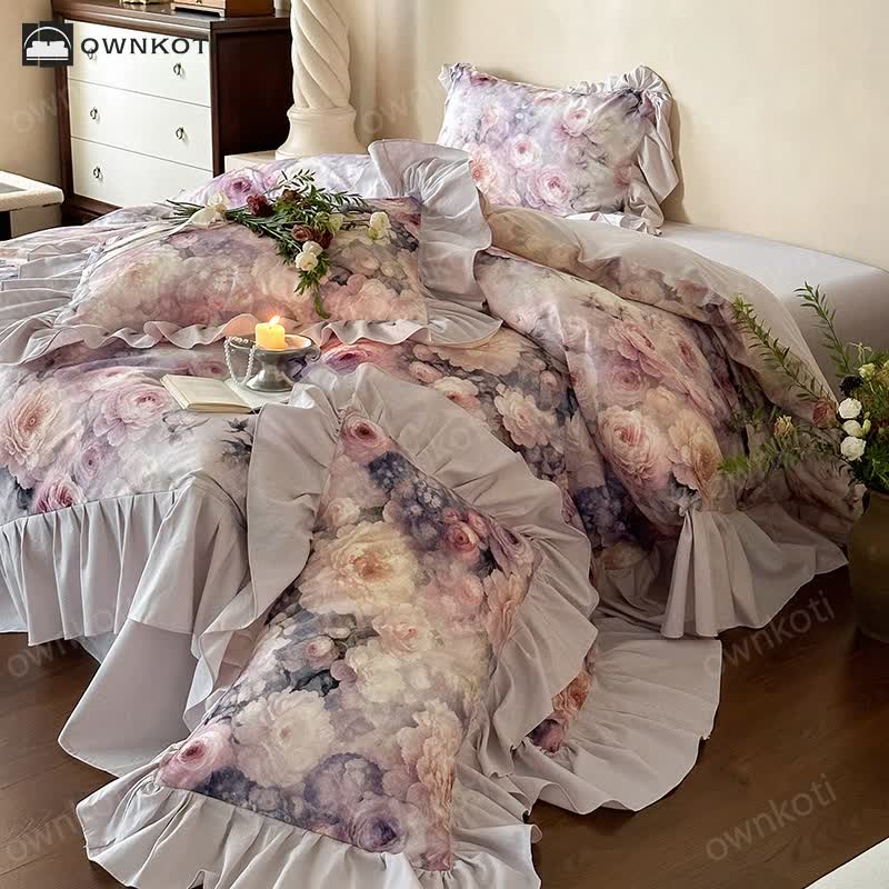 Romantic Countryside Rose Cotton Bedding Set (4PCS)