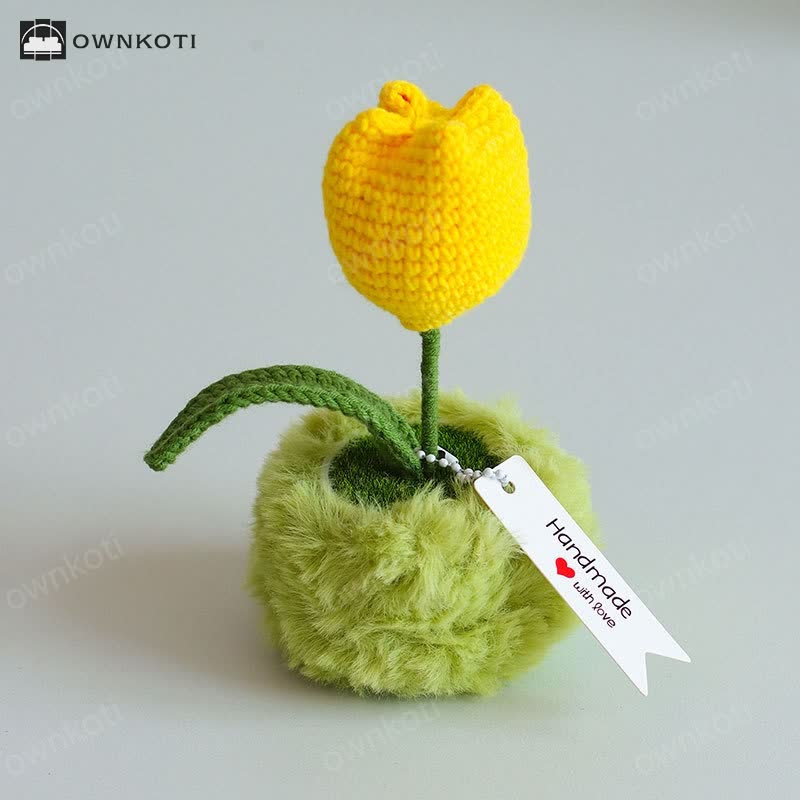 Hand-woven Tulip Potted Desktop Ornament