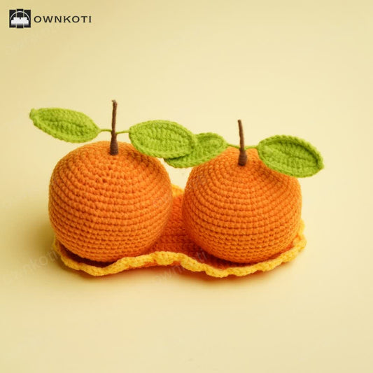 Pair Of Oranges Woven Home Decor Ornament