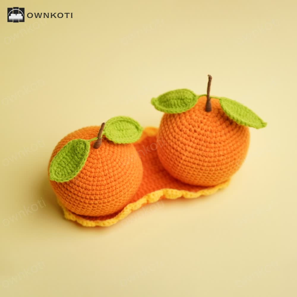 Pair Of Oranges Woven Home Decor Ornament