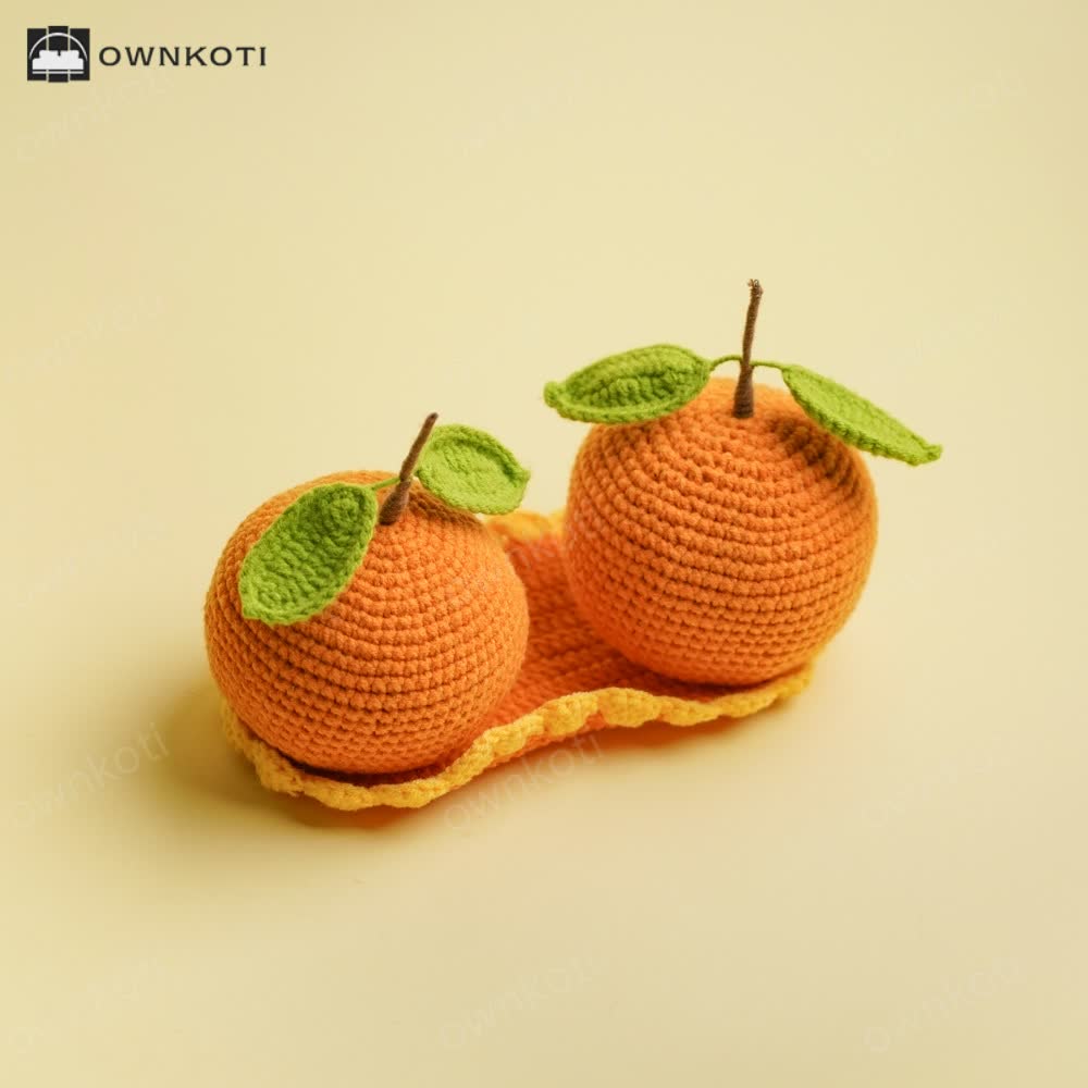 Pair Of Oranges Woven Home Decor Ornament