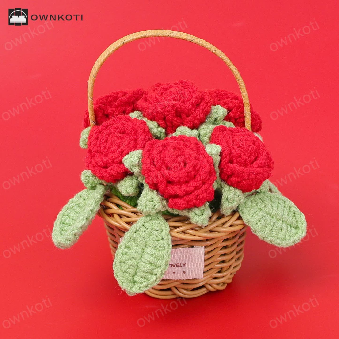 Woven Rose Flower Basket Ornament