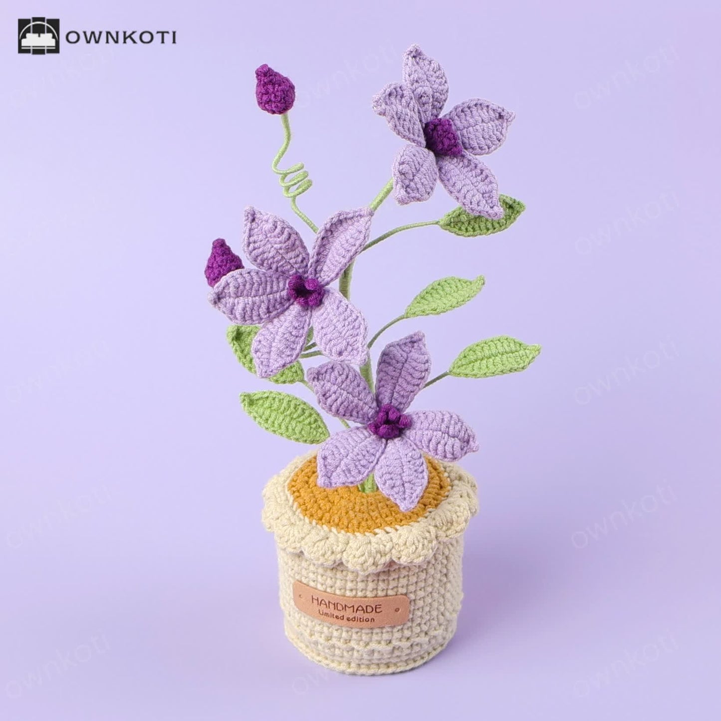 Woven Floral Clematis Potted Ornament