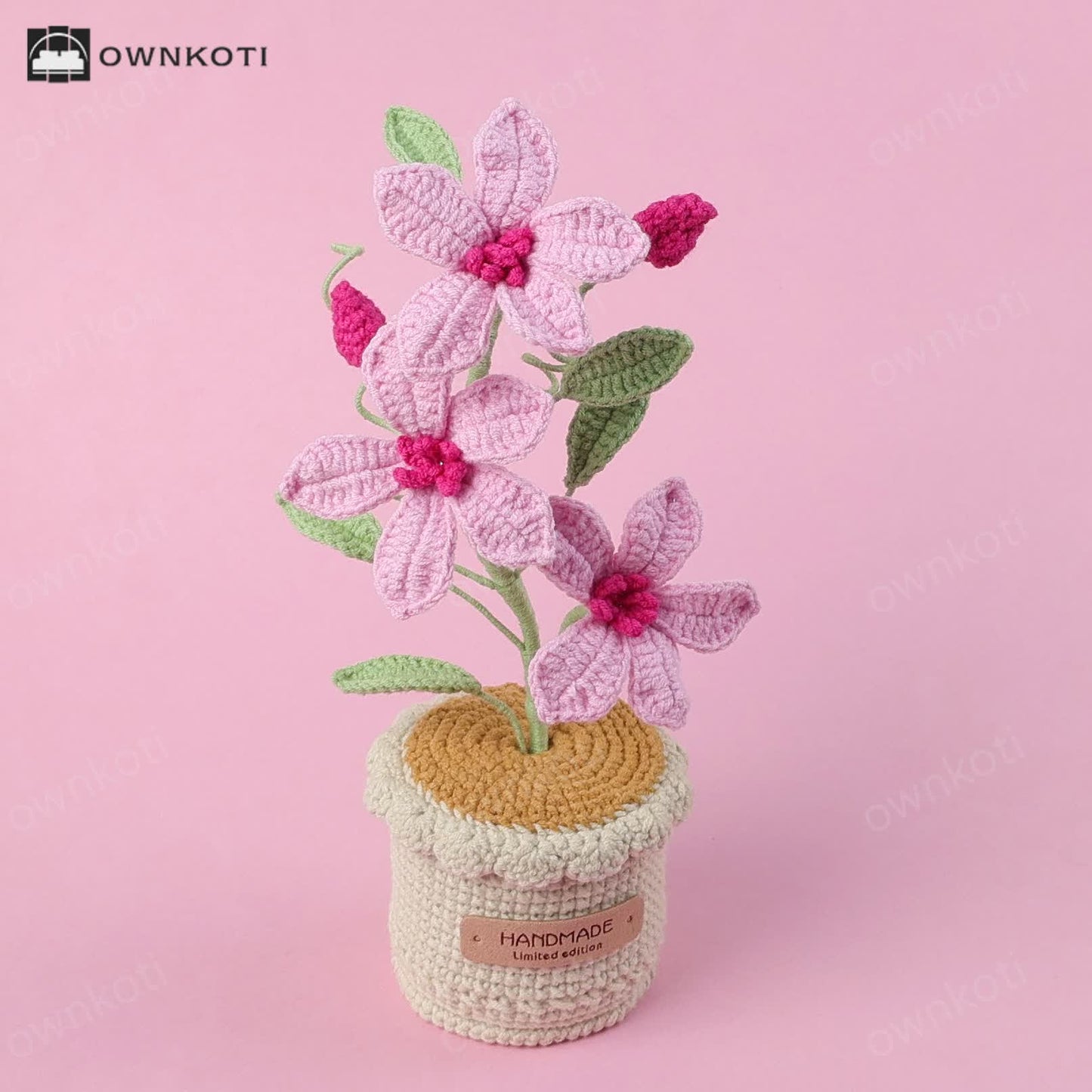 Woven Floral Clematis Potted Ornament