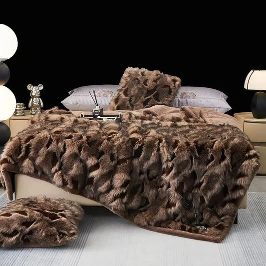 Jacquard Winter Faux Fur Soft Throw Blanket