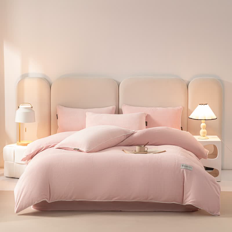 Solid Color Warm Duvet Cover Comforter Set - image 5