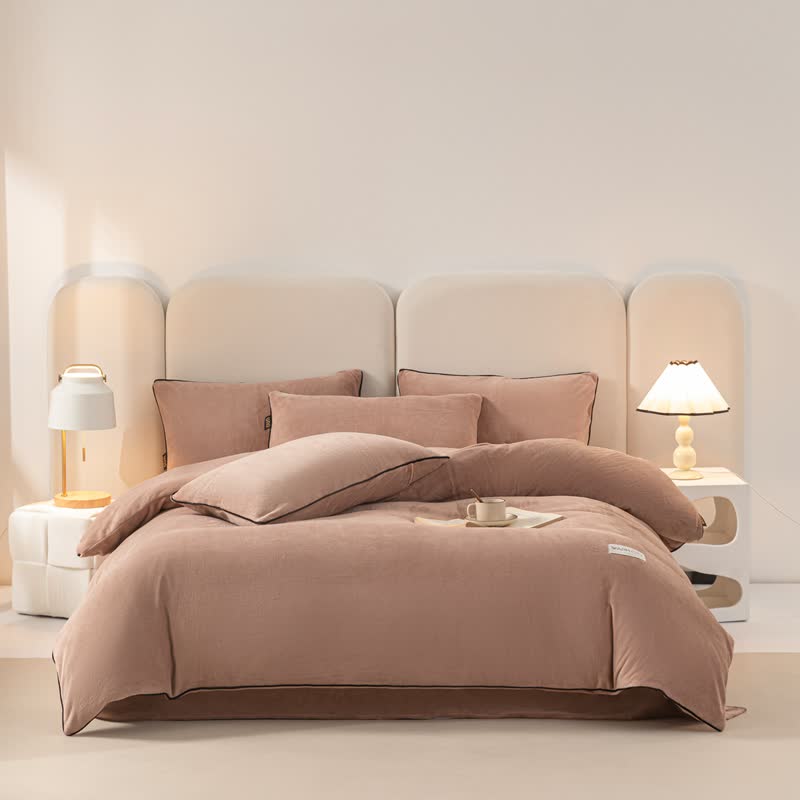 Solid Color Warm Duvet Cover Comforter Set - image 11