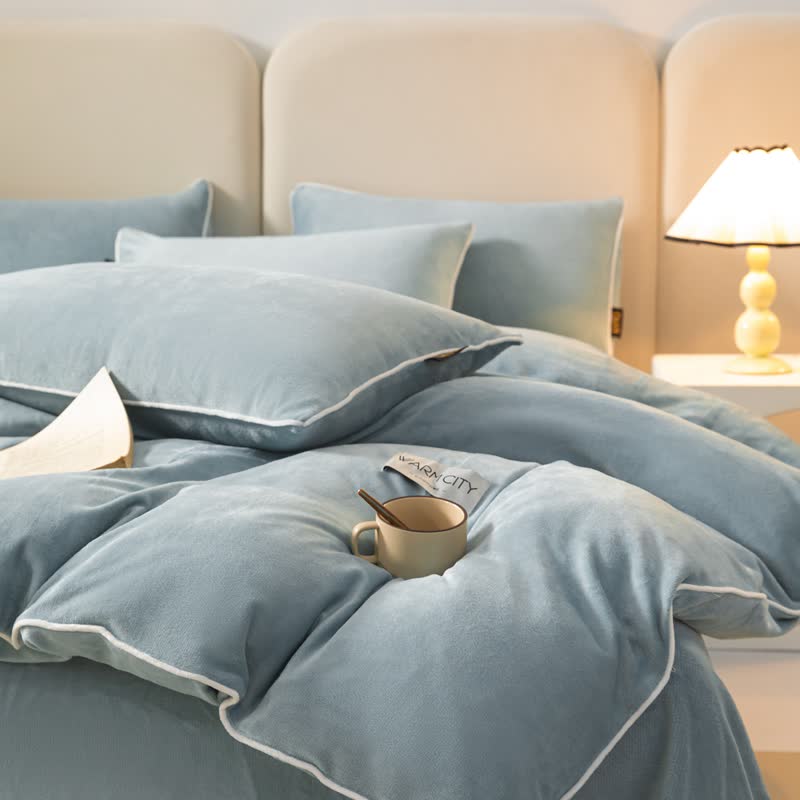 Solid Color Warm Duvet Cover Comforter Set - image 14