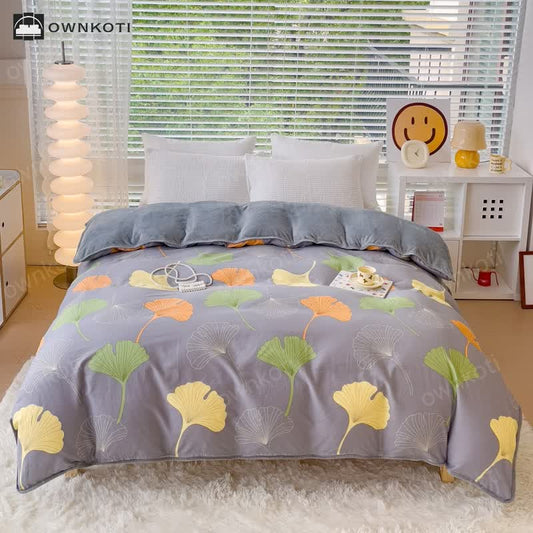 Cotton Ginkgo Leaf Duvet Cover Bedding Set(4PCS)