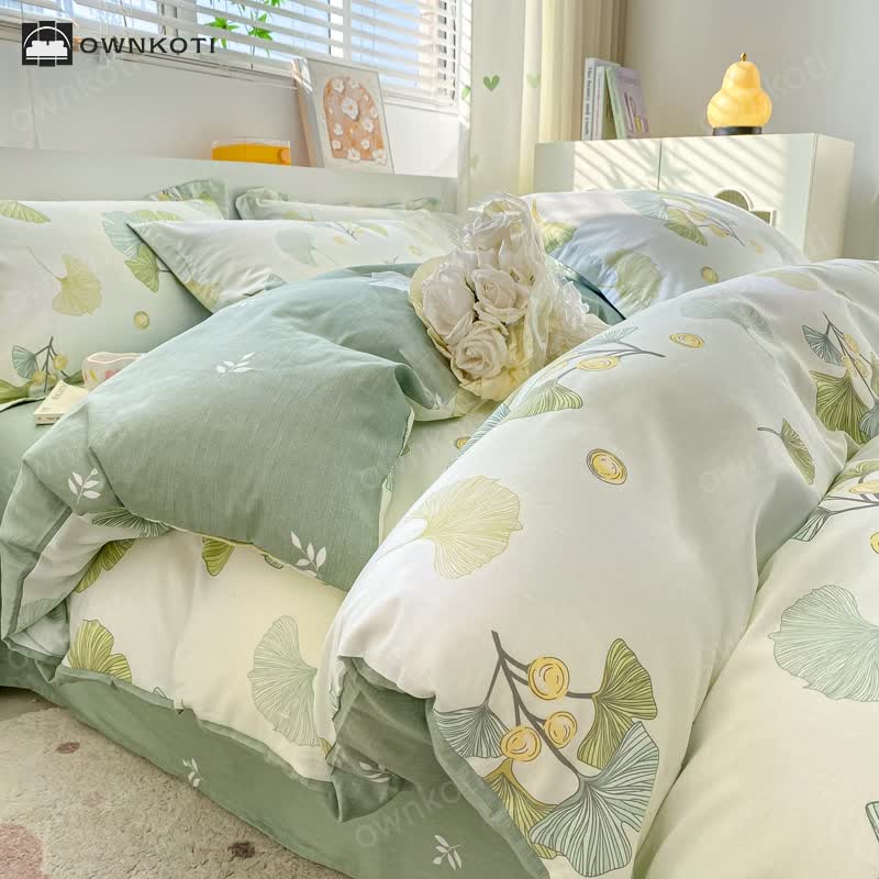 Refresh Ginkgo Leaf Pure Cotton Bedding Set(4PCS)