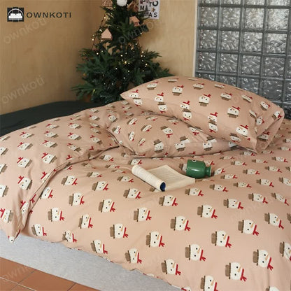 Christmas Snowman Cotton Bedding Set(4PCS)