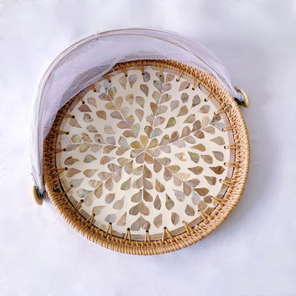 Rattan Colorful Shell Mesh Fruit Basket