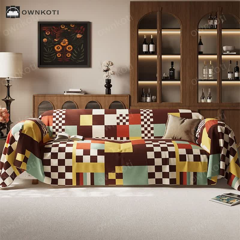 Modern Style Plaid Soft Sofa Cover