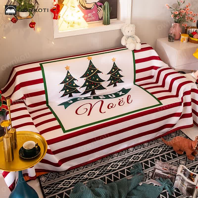 Christmas Tree Striped Blanket Sofa Cover