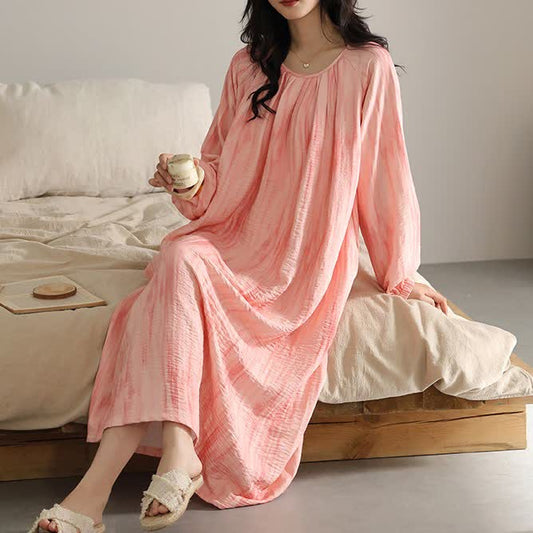 Simple Pure Cotton Nightgown with Chest Pads