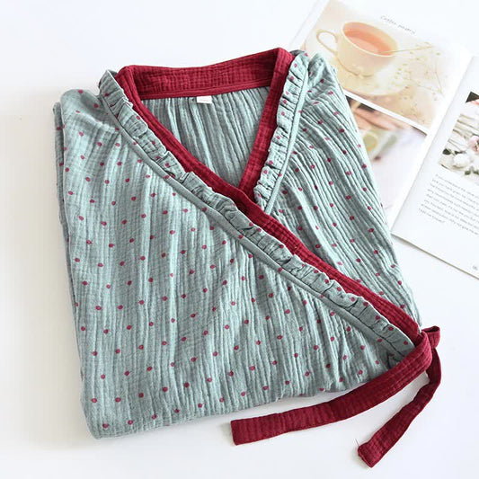 V-neck Cotton Polka Dots Nightdress