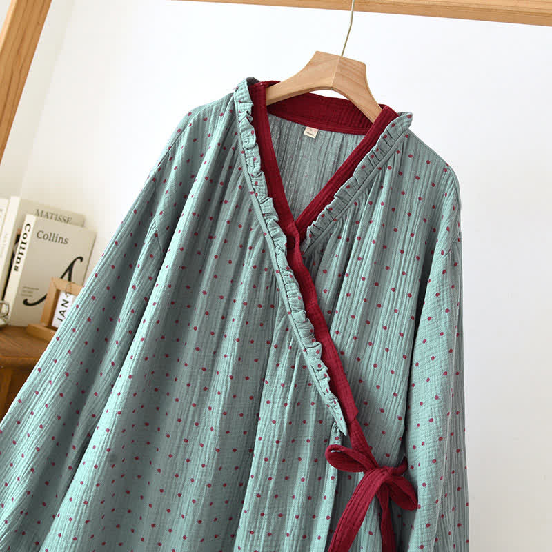 Ownkoti V-neck Cotton Polka Dots Nightdress - image 2