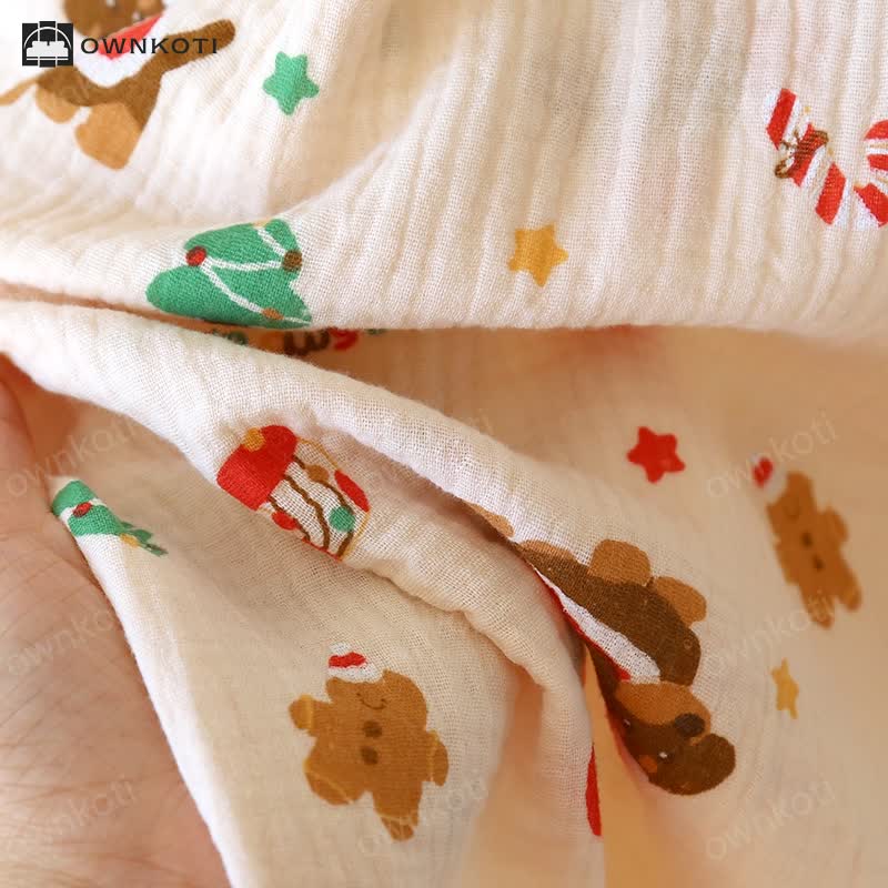 Christmas Motif Cotton Gauze Pajama Set