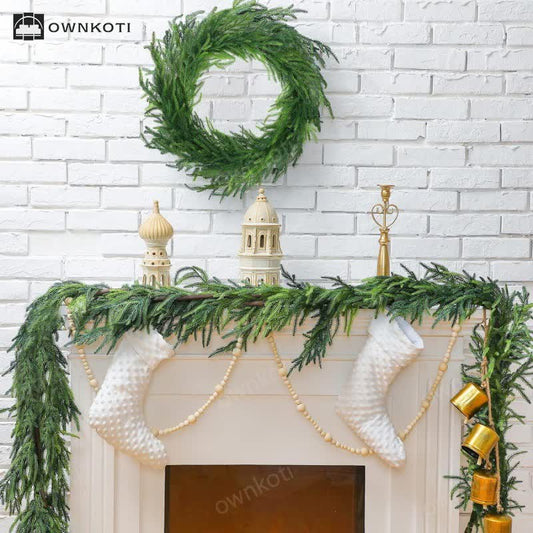 Christmas Artificial Faux Norfolk Pine Mantel Decor