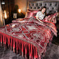 Satin Jacquard Bed Skirt Bedding Set (4PCS)