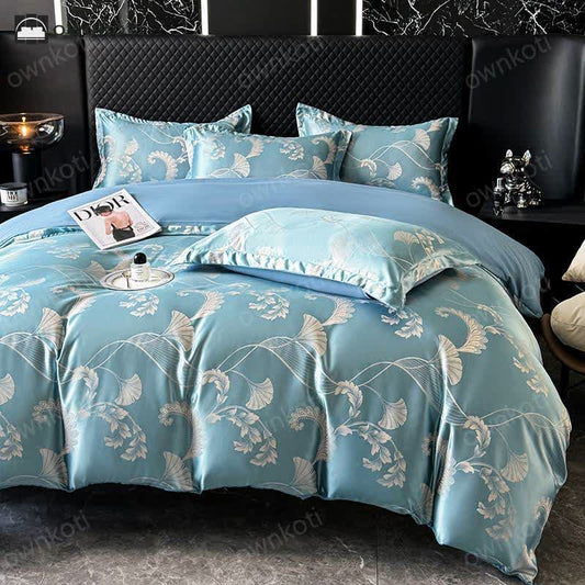 Satin Elegant Ginkgo Leaf Bedding Set (4PCS)