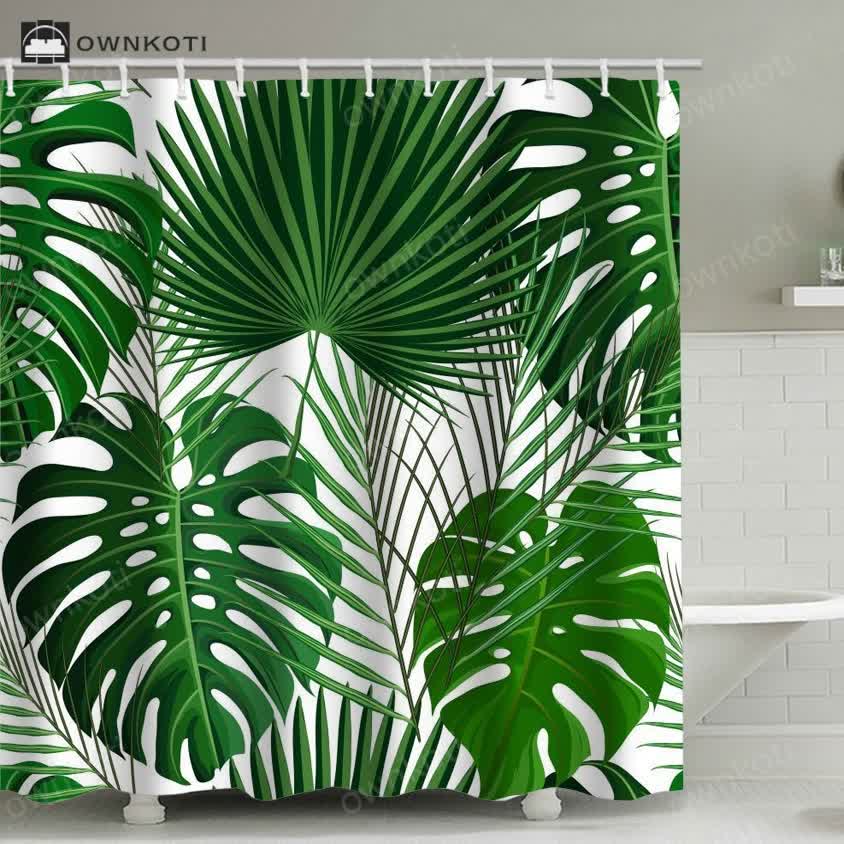 Tropical Lush Leaf Shower Curtain