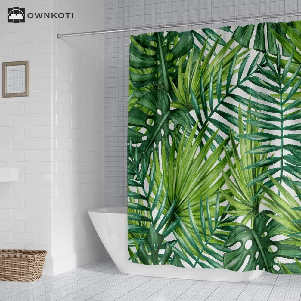 Tropical Lush Leaf Shower Curtain