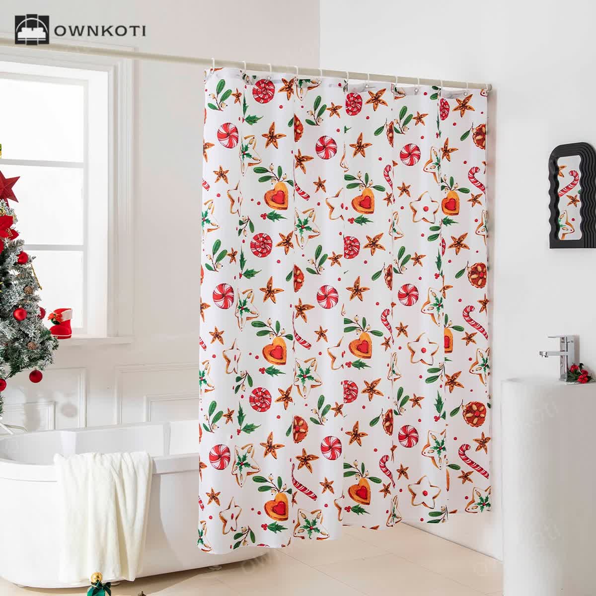 Christmas Motif Anti-mildew Shower Curtain