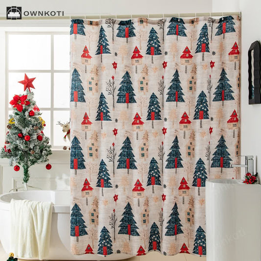 Christmas Motif Anti-mildew Shower Curtain