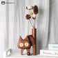 Creative Cat-shaped Wooden Home Decor Vase