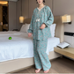 Plus Size Lace Neckline Cotton Pajama Set