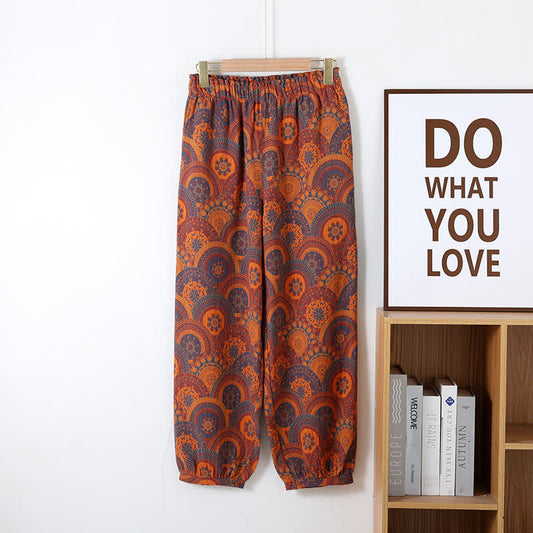 Retro Jacquard Cotton Gauze Pajama Pants
