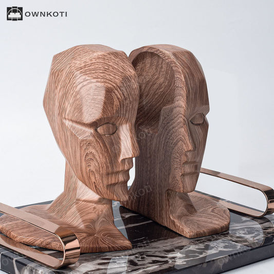 Human Head Sculpture Bookend Furniture Decoration