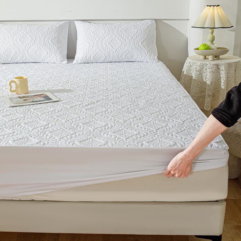 Waterproof Solid Color Quilted Fitted Sheet - image 5