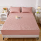 Waterproof Solid Color Quilted Fitted Sheet - Coral Pink - 2pcs Pillowcases - 19" x 29" - image 14