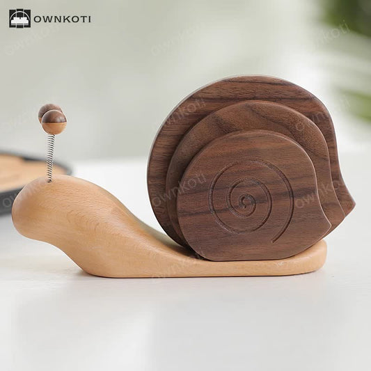 Solid Wood Creative Snail Shape Coaster