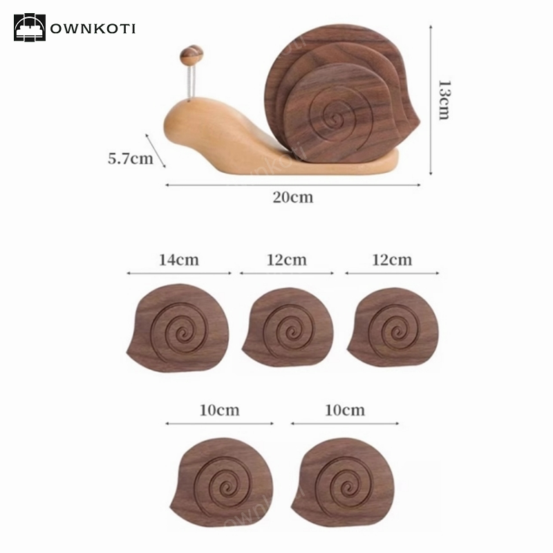 Solid Wood Creative Snail Shape Coaster