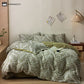 Green Leaf Cotton Button Pillowcases Bedding Set (4PCS)