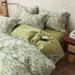 Green Leaf Cotton Button Pillowcases Bedding Set (4PCS)