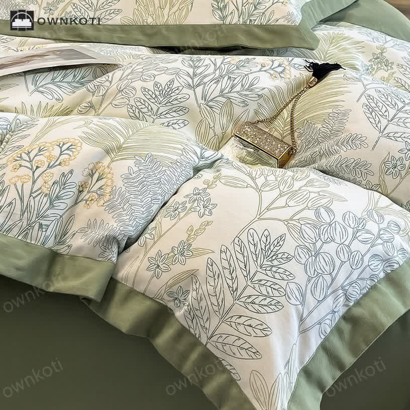 Rural Leaf Brushed Cotton Bedding Set (4PCS)