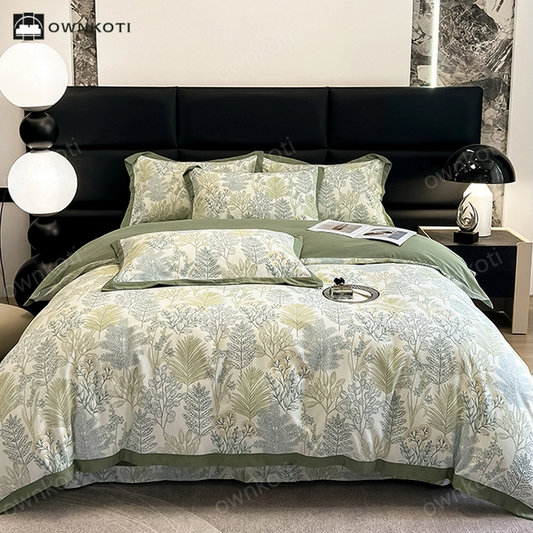 Rural Leaf Brushed Cotton Bedding Set (4PCS)