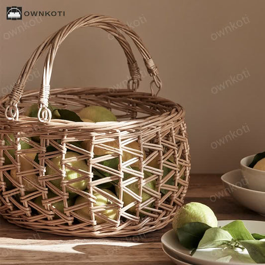 Handmade Wicker Fruit Hanging Storage Basket