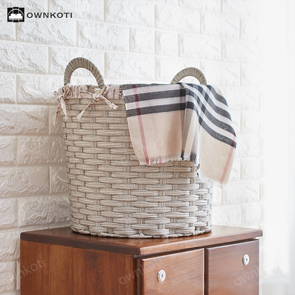 Simple Style Rattan Laundry Basket