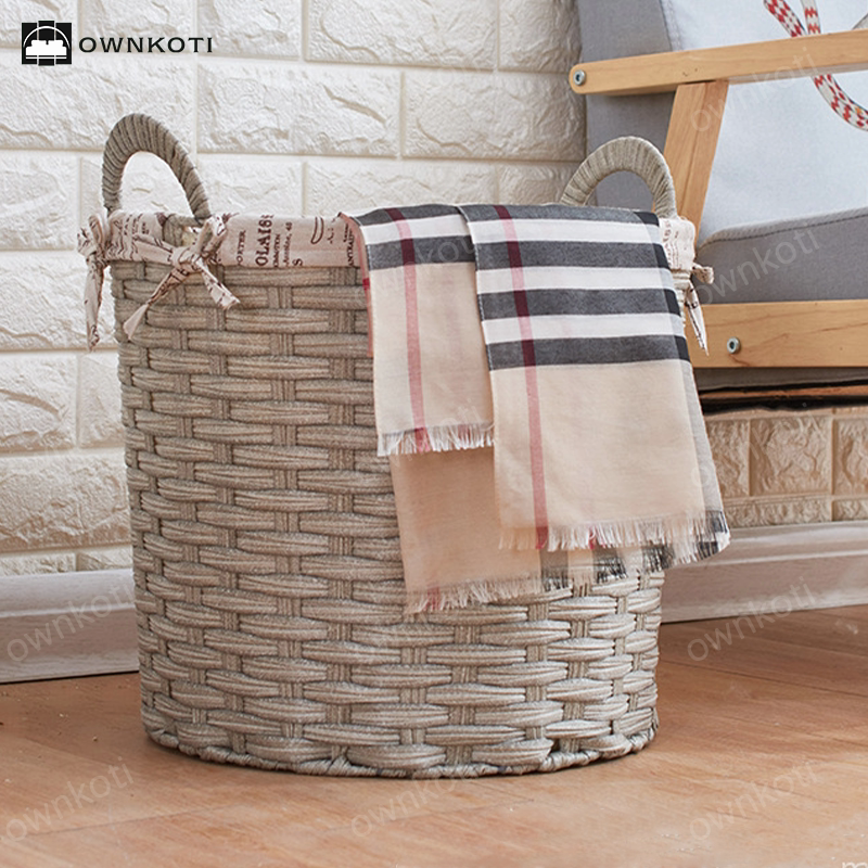 Simple Style Rattan Laundry Basket