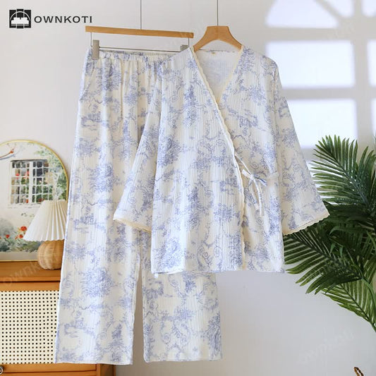 Cotton Gauze Rural Wisteria Pajama Set