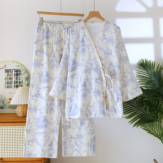 Cotton Gauze Rural Wisteria Pajama Set